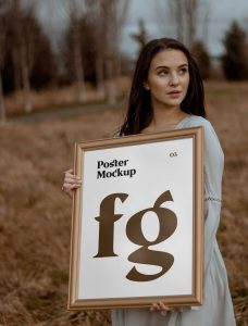 Women Holding Poster Mockup
