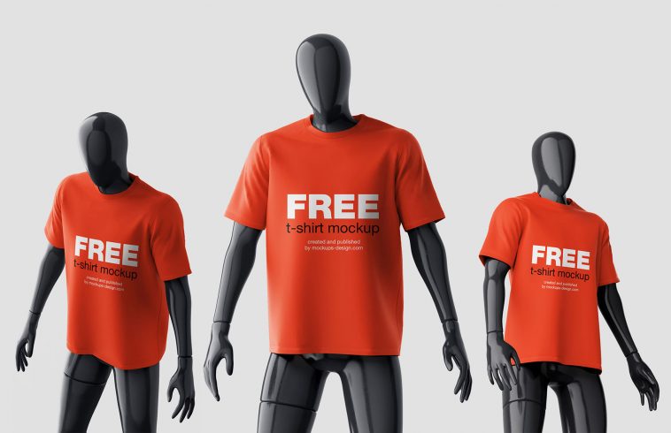3 Free t-shirt mockup on mannequin