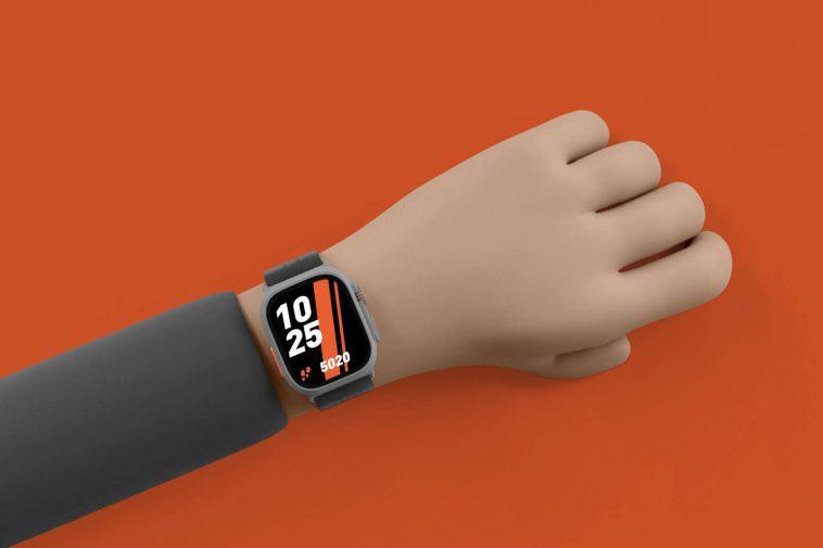 Free 3D Hand Smartwatch Mockup PSD