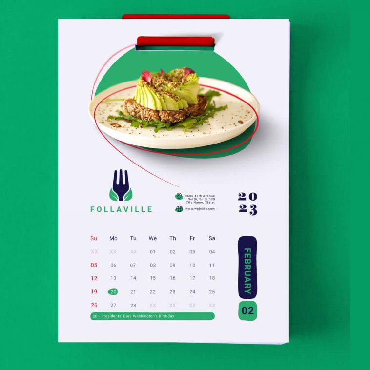 Free 2023 Calendar Mockup Free PSD With Hanger - PsFiles