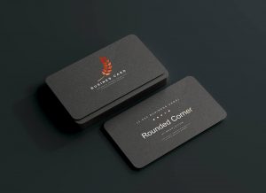 Free Rounded Corner Black Business Card Mockup PSD