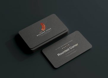 Free Rounded Corner Black Business Card Mockup PSD