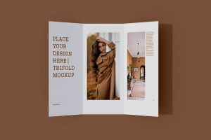 Free Top View Tri-Fold Brochure Mockup PSD