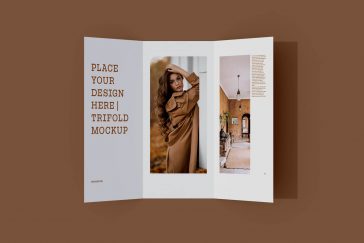 Free Top View Tri-Fold Brochure Mockup PSD