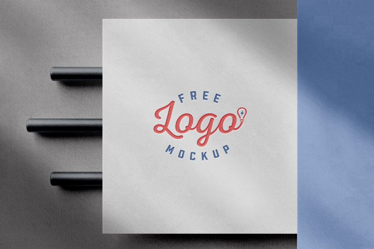 Free Letterpress White Paper Logo Mockup PSD