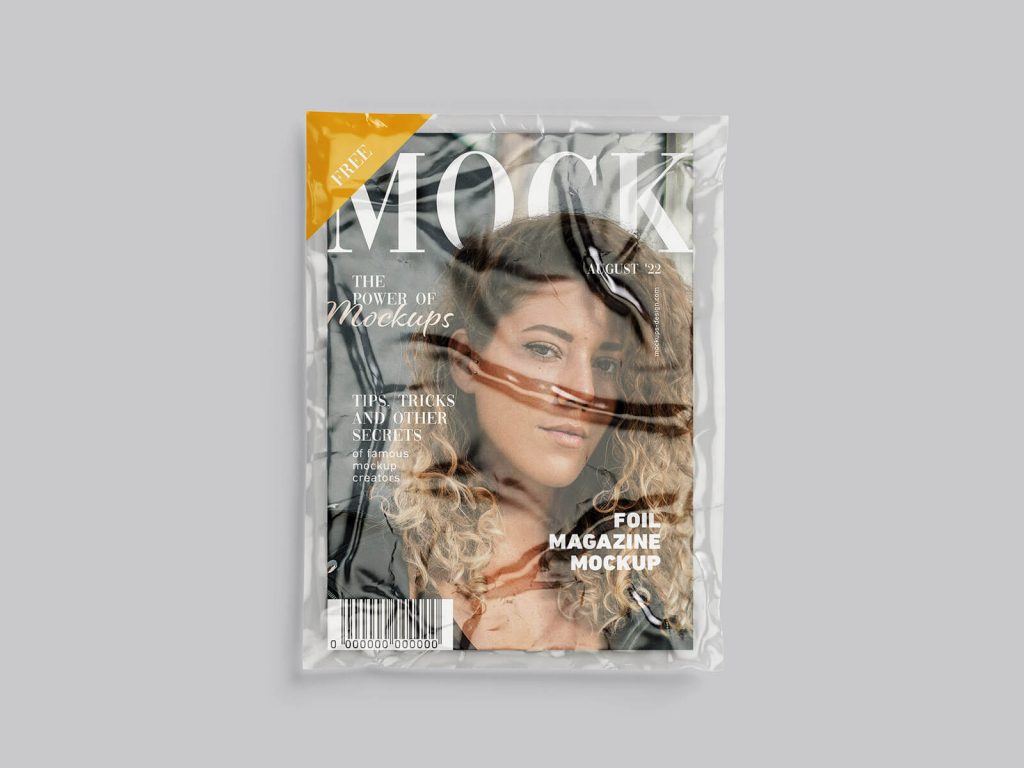 Free Transparent Foil Magazine Title Mockup PSD Set