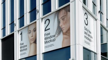 Free Building Window Posters Mockup PSD