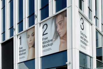 Free Building Window Posters Mockup PSD