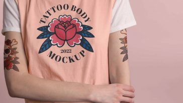 Person With Tattoo Free Close-Up T-Shirt Mockup PSD