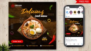 Super Tasty Food Menu Free Instagram Post Design Template PSD