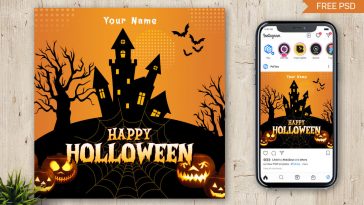Happy Halloween Wishes Free Instagram Post Design PSD Template