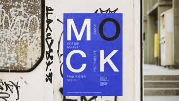 Glued Poster Mockup PSD