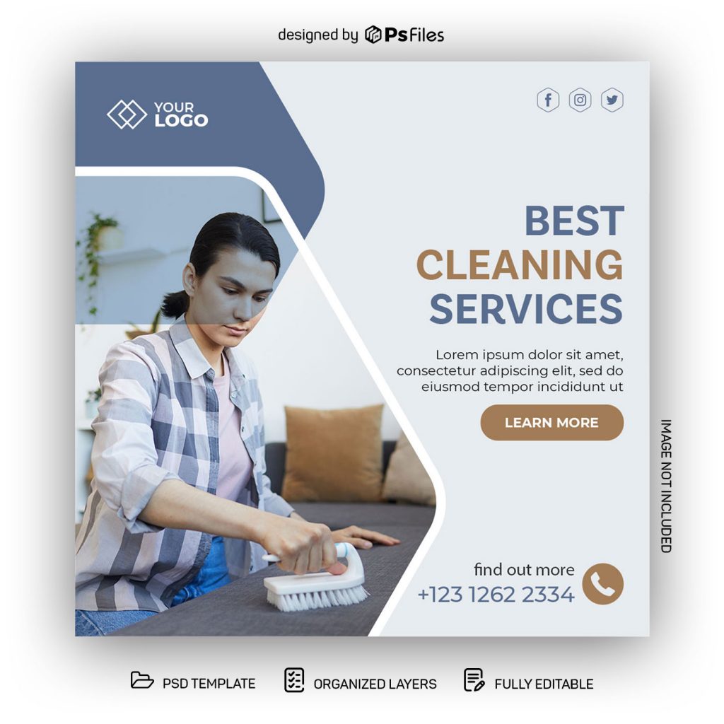 Cleaning Service Business Free Social Media Post Design PSD Template