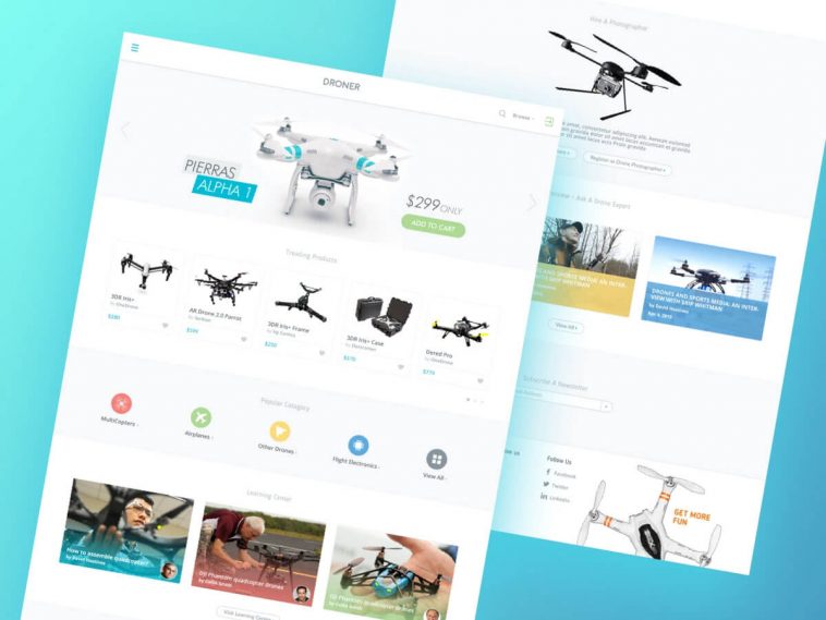 Droner - Ecommerce Website for Drones Freebie