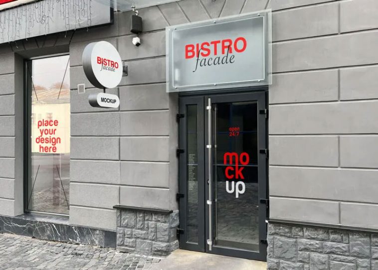 Free Bistro Facade Mockup