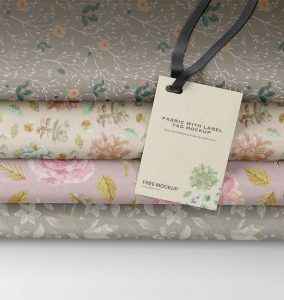 Free Folded Fabric with Label Tag Mockup