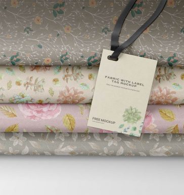 Free Folded Fabric with Label Tag Mockup