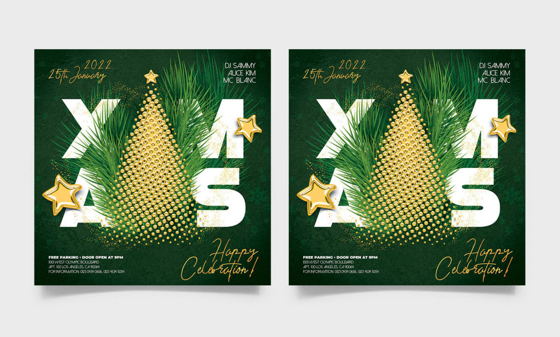 Free Merry Christmas Template + Instagram Post (PSD)