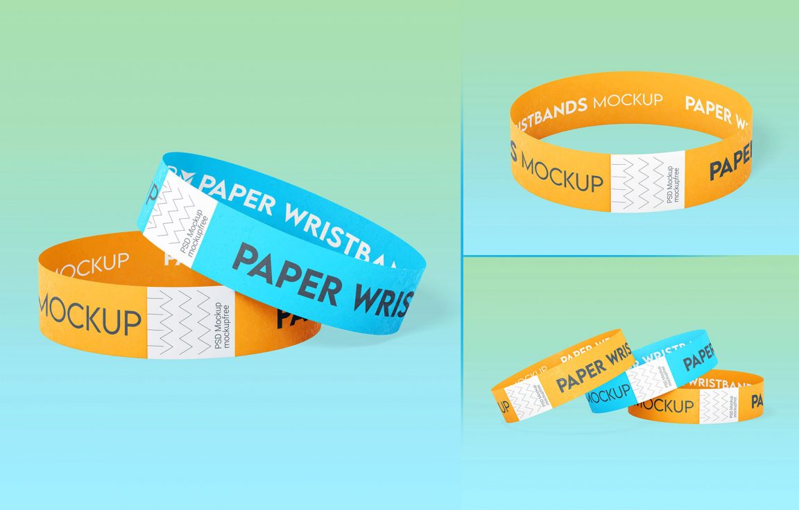 Free Paper Wristband Mockups 3 PSD Set PSD PsFiles