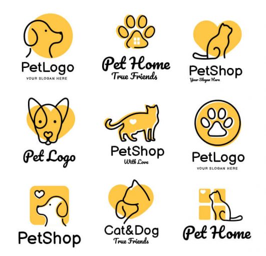 Modern Out line style Pet Logo Designs set free Vector, EPS, PSD
