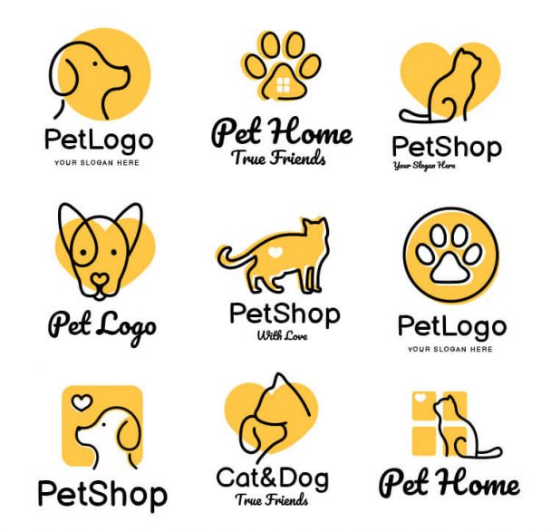 Modern Out line style Pet Logo Designs set free Vector, EPS, PSD ...