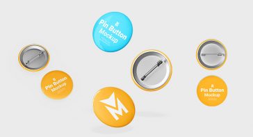 Free Round Pin Button Badge Mockup 3 PSD Set