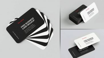 Free Rounded Business Card Mockups 6 PSD set