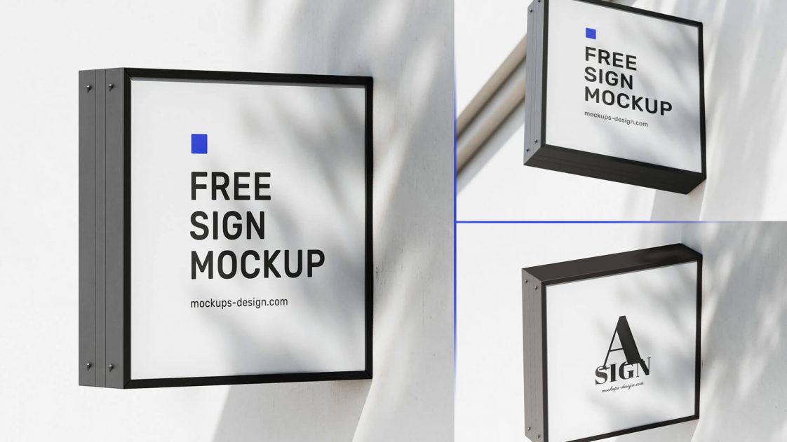 Free Premium Lightbox Wall Sign Mockup PSD PsFiles