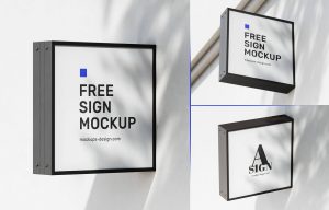 Free Shadow Overlay Square Sign Mockup PSD Set
