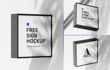 Free Shadow Overlay Square Sign Mockup PSD Set