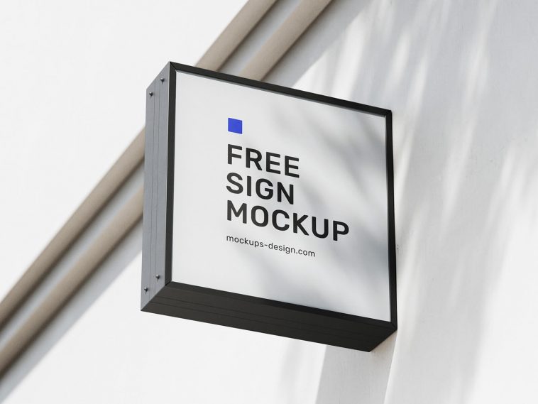 Free Shadow Overlay Square Sign Mockup PSD Set - PsFiles
