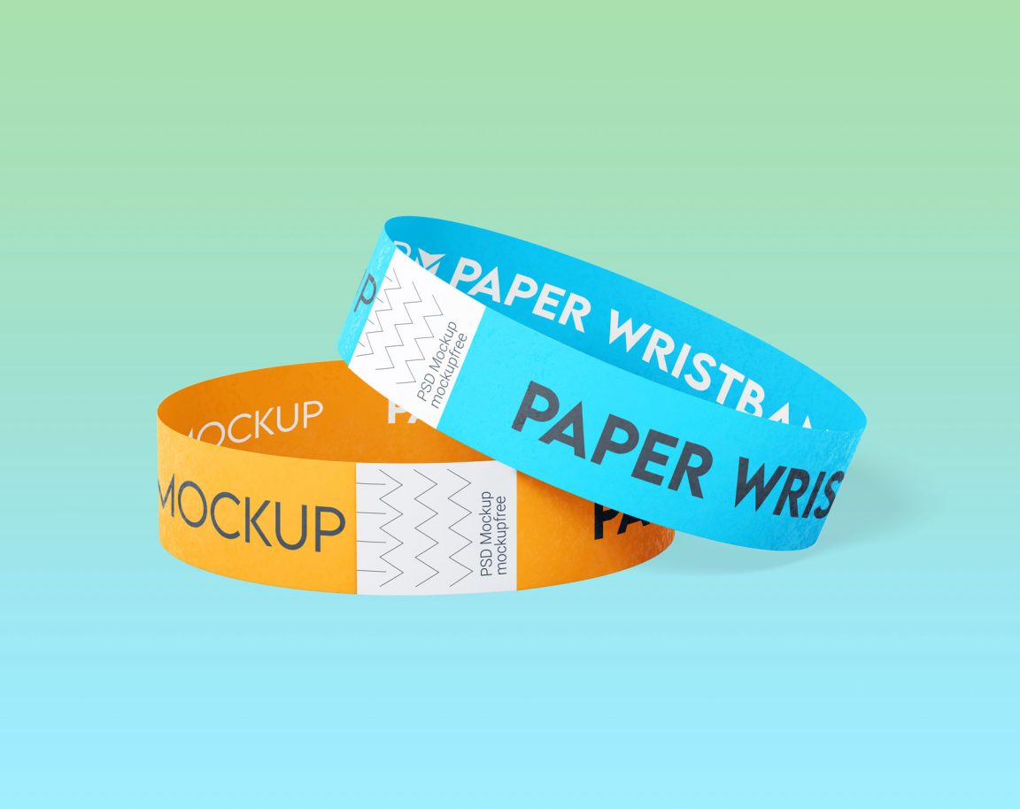 Free Paper Wristband Mockups 3 PSD Set PSD - PsFiles