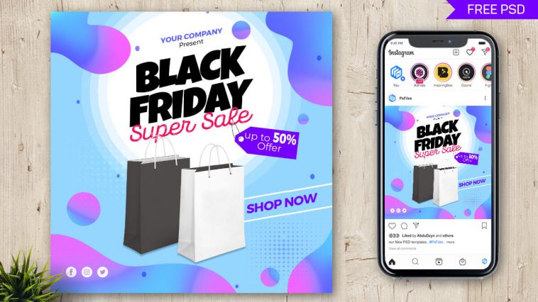 Black Friday Super Sales Social Media Post PSD Template free