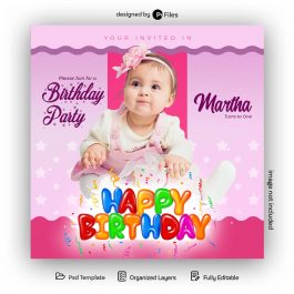 Free Birthday Party Invitation Social Media Post Template PSD - PsFiles