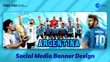 Free Football World Cup Argentina Team Social Media Banner Design PSD