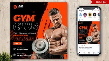 PsFiles Brush Stroke Effect style Gym Fitness Club Design PSD Template free downloads