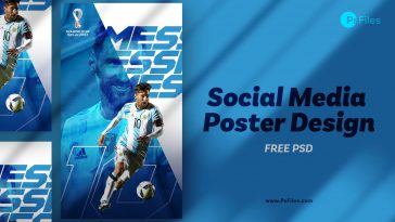 World Cup Argentina Lionel Messi Social Media Poster Design PSD Free