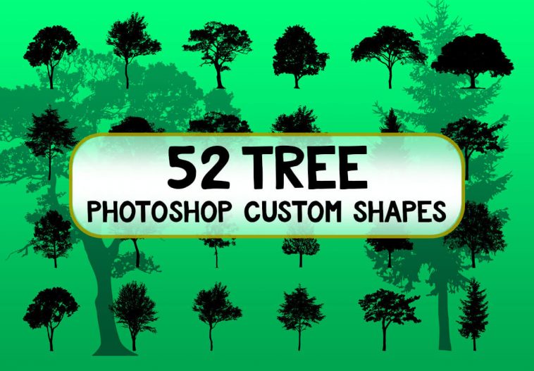 PsFiles 52 New Tree Photoshop Custom Shapes Files - Silhouettes