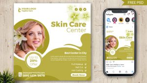 PsFiles Skin Care Beauty Spa Salon Free Social Media Post Design PSD Template