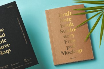 Stationery Set Kraft Notebook PSD Mockup