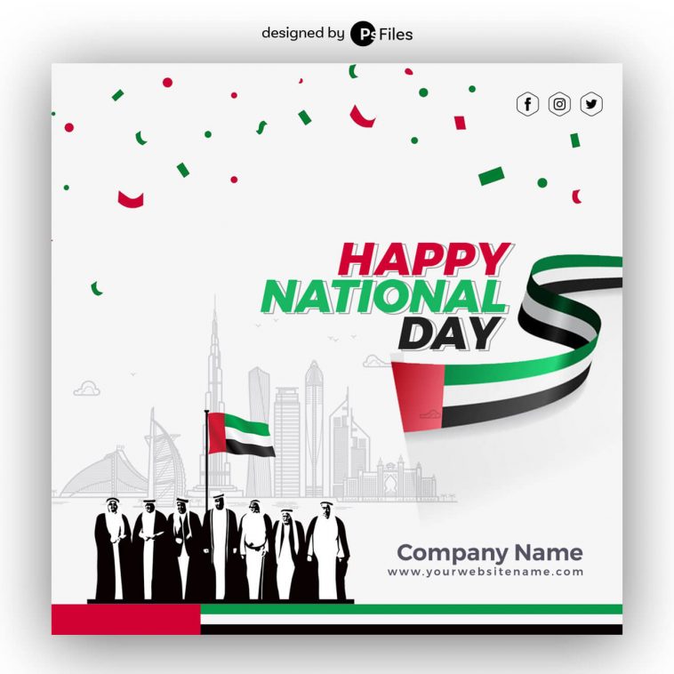 2022 UAE Happy National Day Social Media Square Banner Post Design Template for Free Downloads