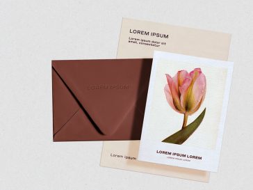Letter, Postcard And Envelope Mockup
