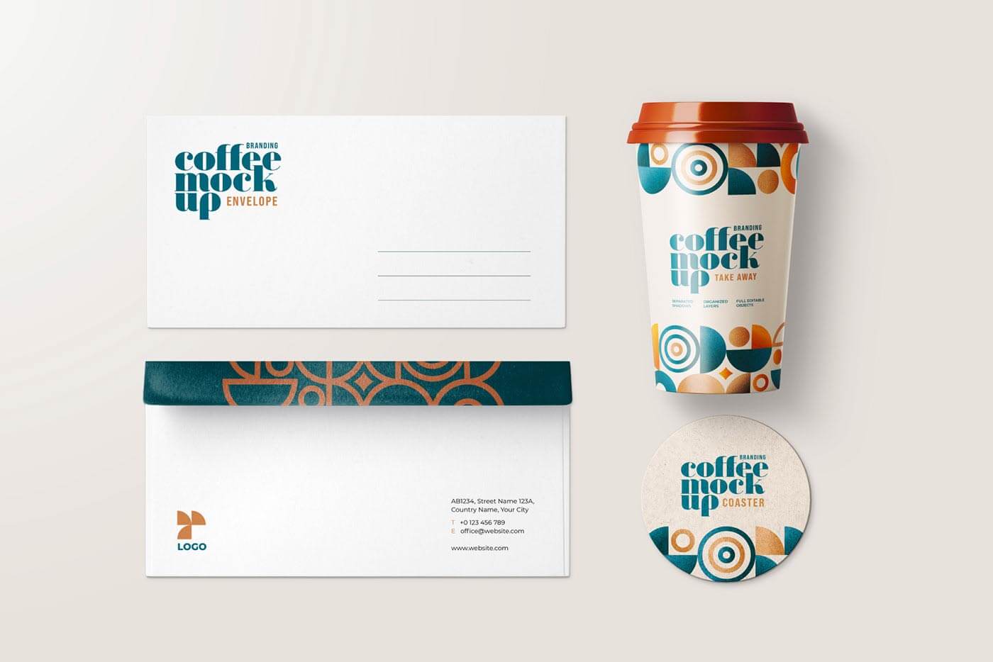 Free Branding Coffee Set Mockup (PSD)