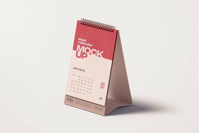 1 Free Vertical Desk Calendar Mockup