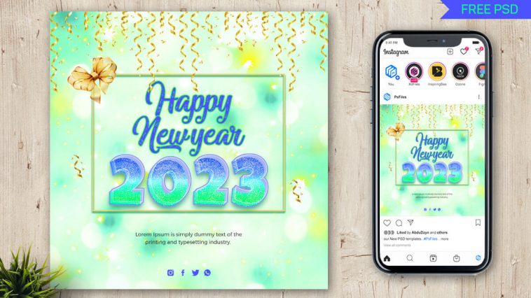 2023 Happy New Year Wish Social Media Post PSD Template free