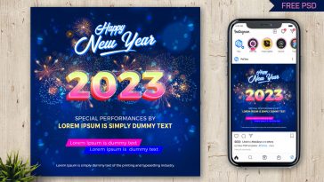 2023 Happy New Year Wish Social Media Post PSD Template free