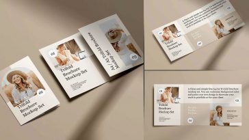 6 Free A4 & A5 Tri-Fold Brochure Mockup PSD Files
