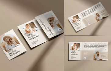 6 Free A4 & A5 Tri-Fold Brochure Mockup PSD Files