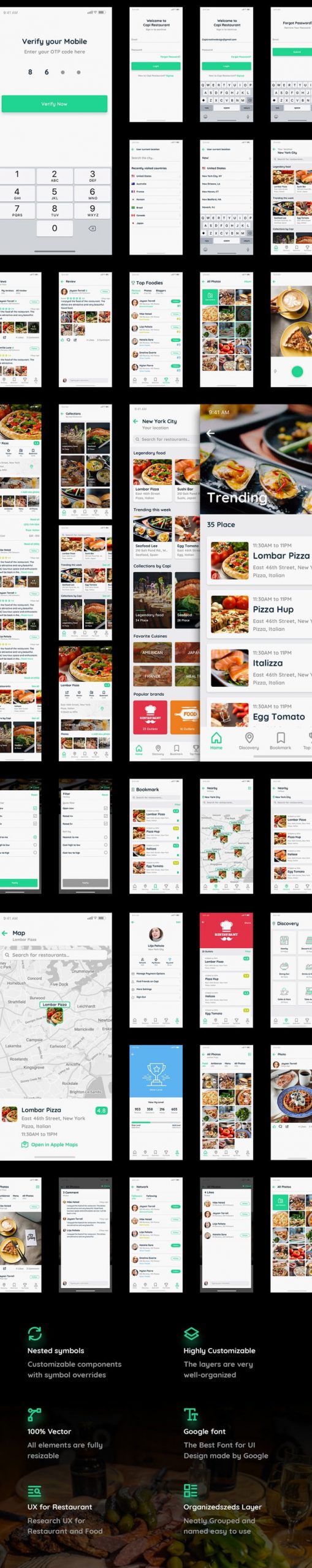 Capi Restaurant iOS UI Kit