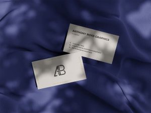 Free Business Card On Fabric Mockup PSD